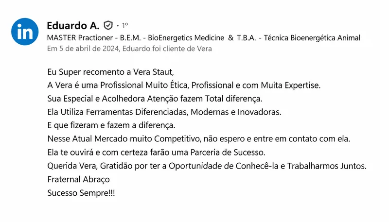Depoimento de Eduardo A. no LinkedIn
